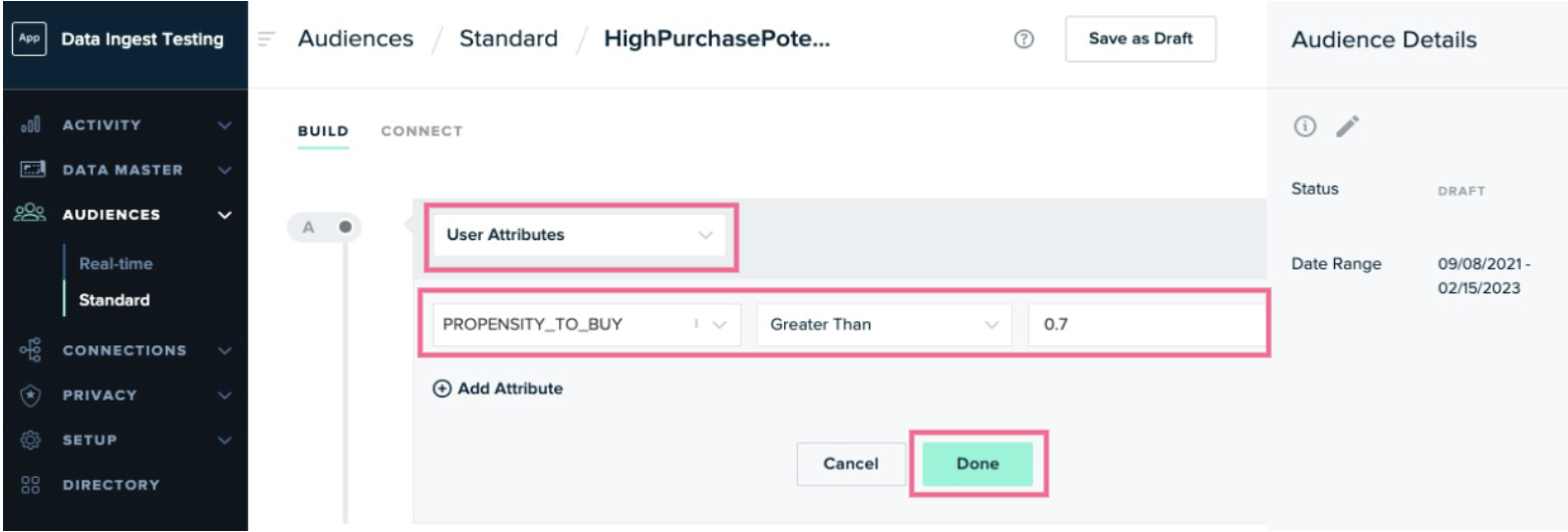 mparticle page showing user attribute