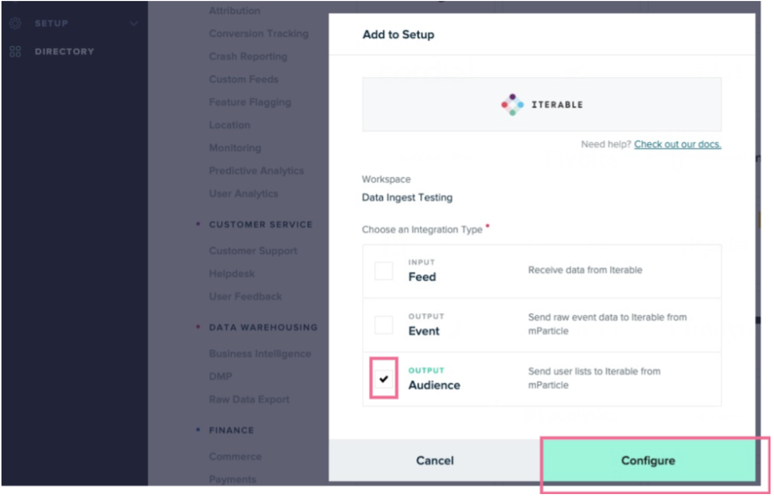 mparticle audience setup page