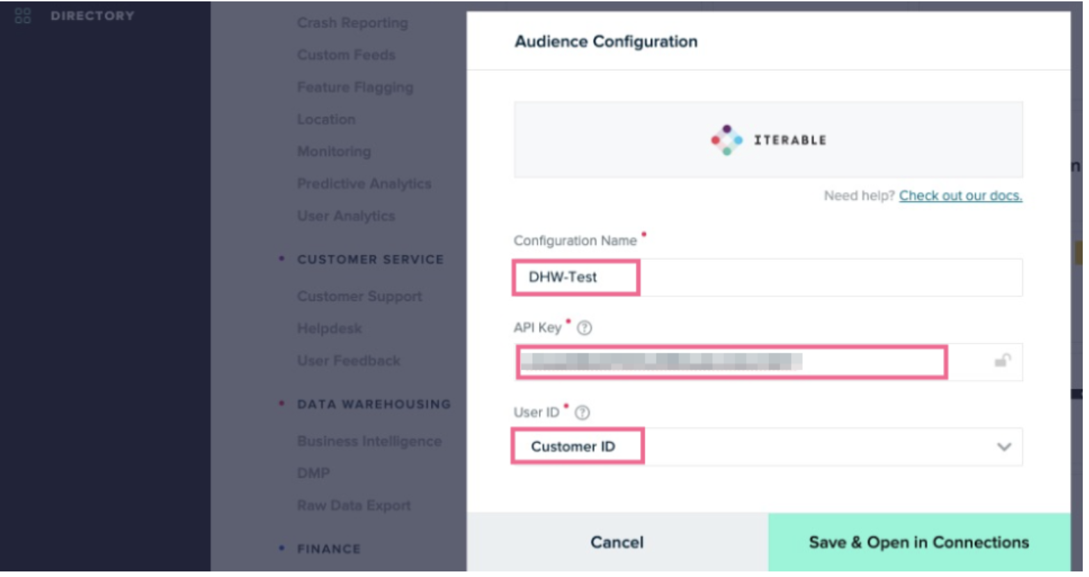 mparticle audience configuration page