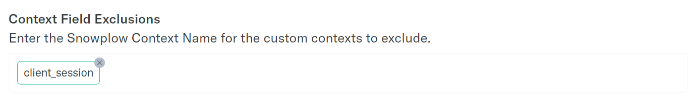 Context field exclusions settings