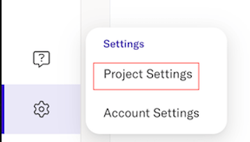 Project Settings screen