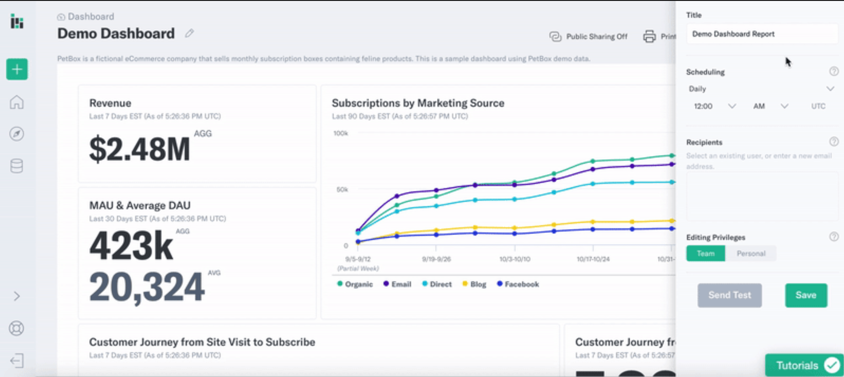 Creating a scheduled report in dashboard