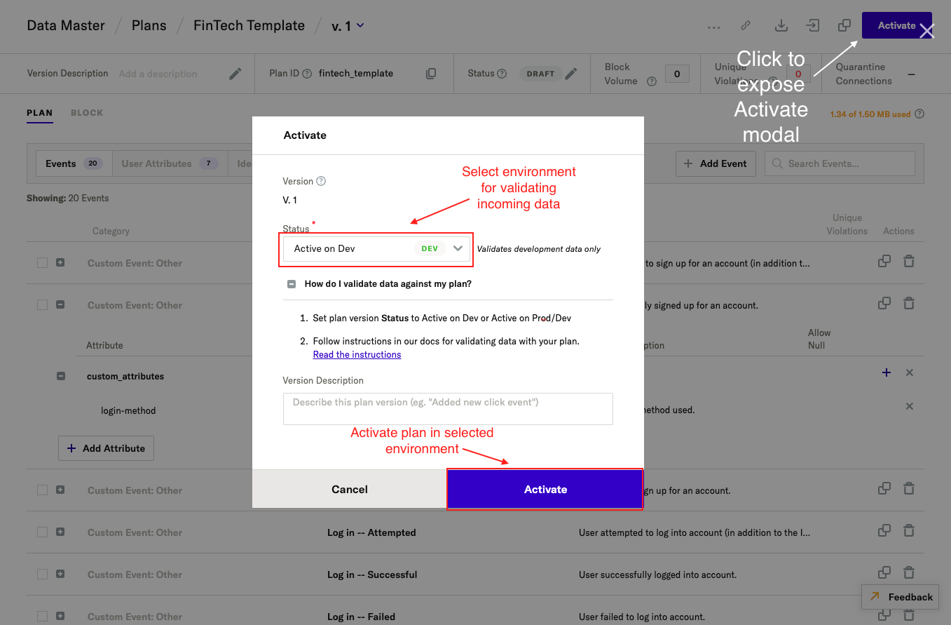 Steps to activate a data plan