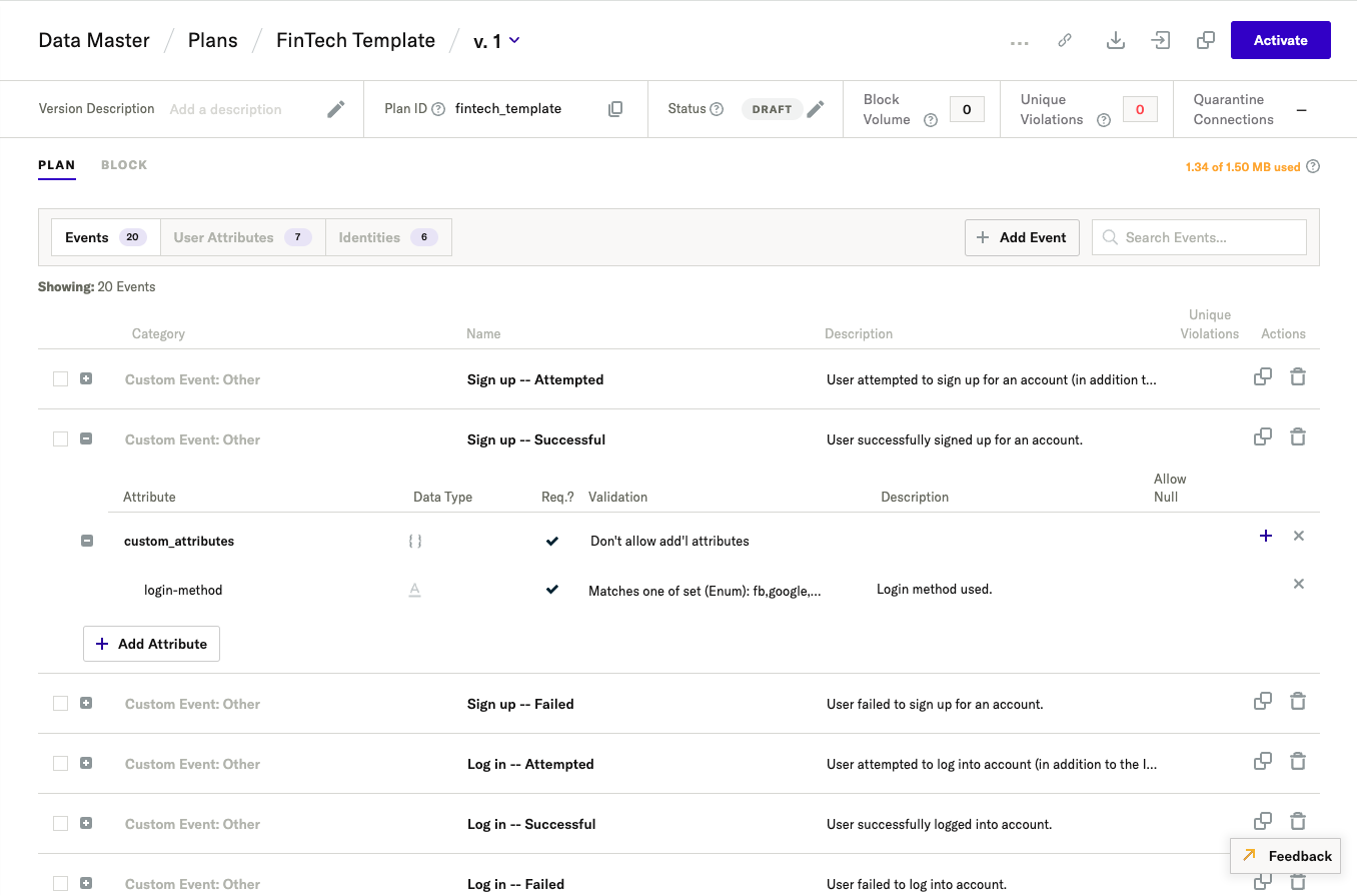 image of Data Plan user interface