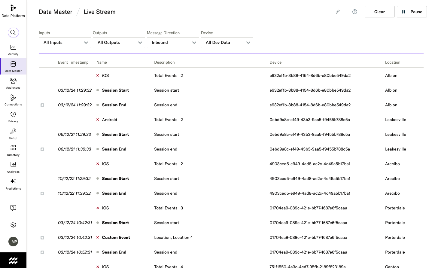 Validating data in Live Stream