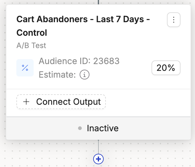 Connect A/B test variations to different audience outputs