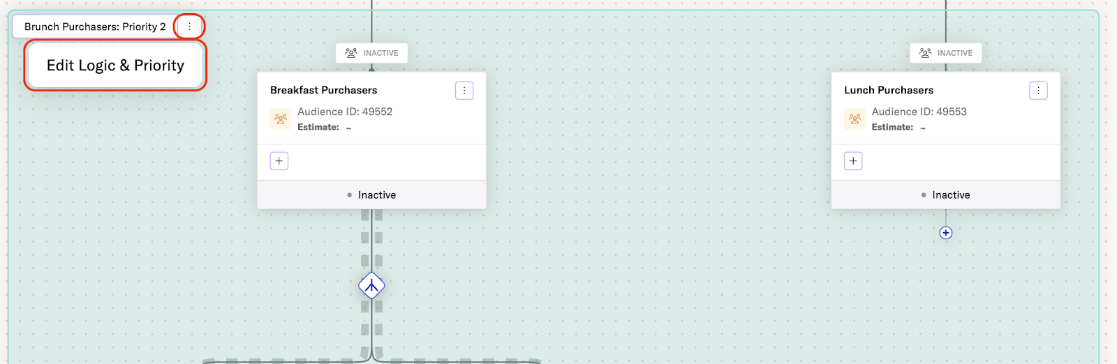 Logic block action menu with Edit Logic & Priority option