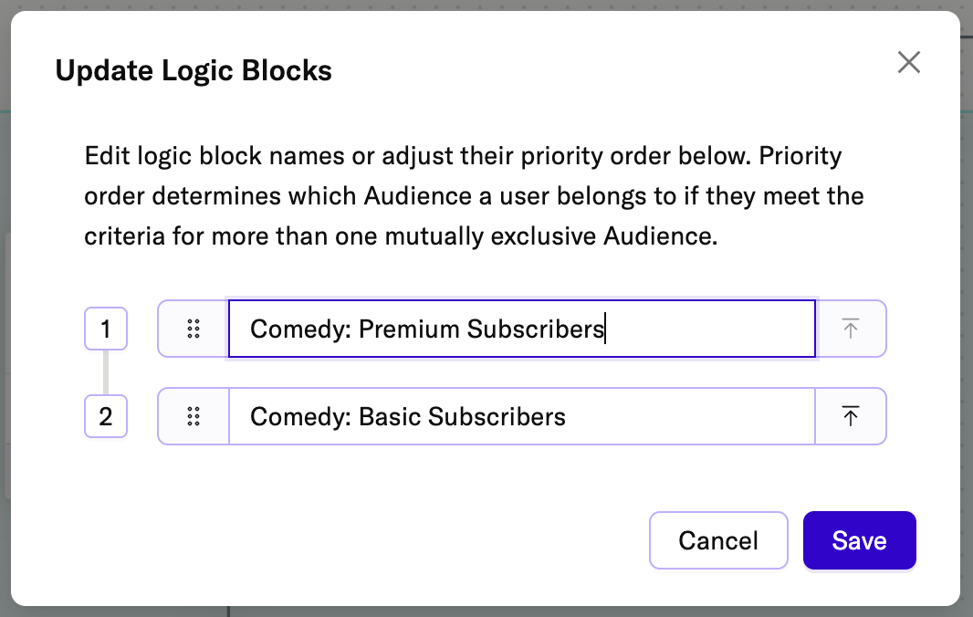 Renaming Block 1 to Comedy: Premium Subscribers