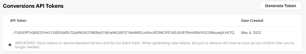 Snapchat Conversions API Tokens
